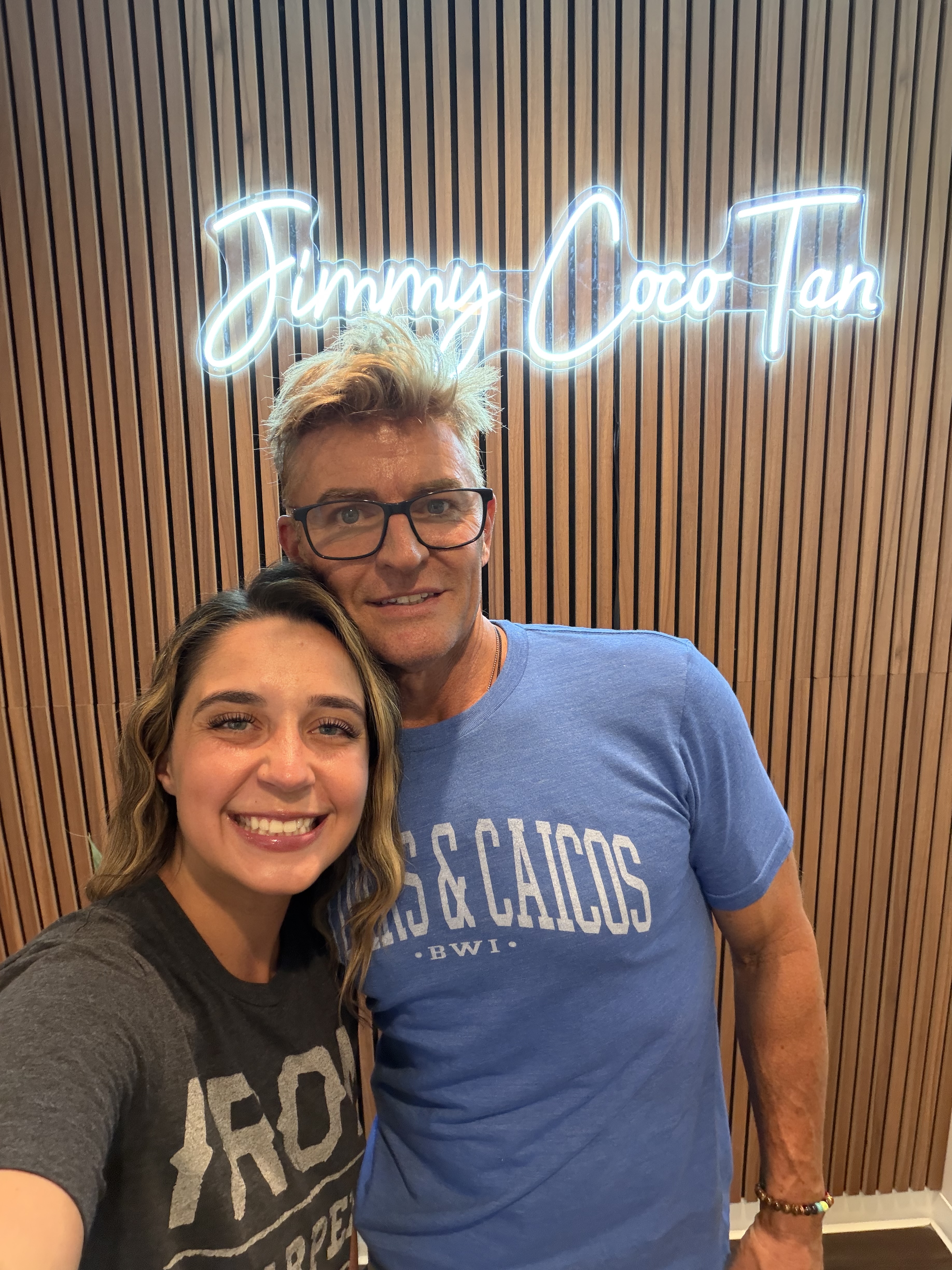 Micah with Jimmy Coco during professional spray tan training
